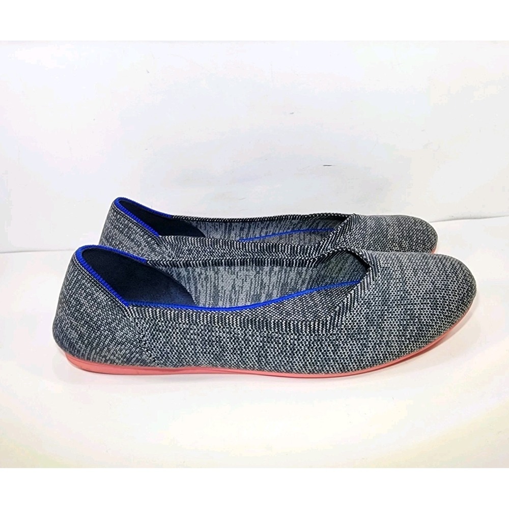 Rothy's The Flat Knit Round Toe Slip On Flats Womens 10.5 Gray Heather Clean